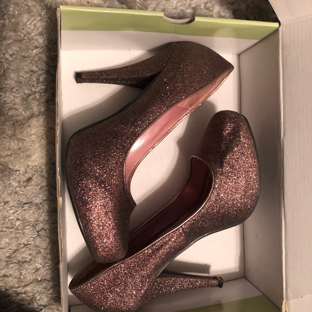 Sarah Jayne glitter bronze heels